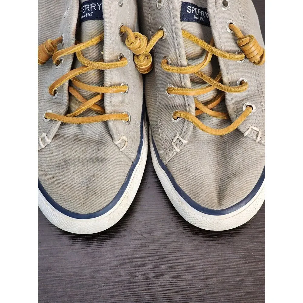 Sperry Top Sider Seacoast Charcoal‎ Light Grey Canvas Boat Shoes STS90551 8M